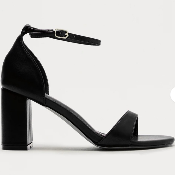 Leather Block Heels - Black - Picture 2 of 2